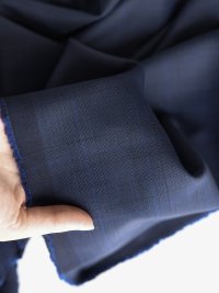 ткань шерсть синяя в клетку
