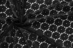 ткань чёрное кружево с цветочками Италия