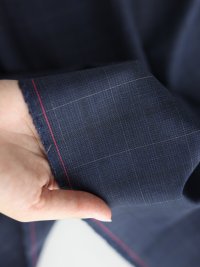 ткань костюмная шерсть синяя в светлую клетку