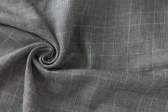 ткань костюмный лен с хлопком серого цвета в клетку Принц Уэльский Италия