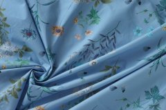 ткань хлопок голубой с цветами Италия