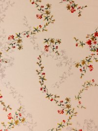 ткань нежно-персиковый атлас с цветами