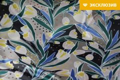 ткань атлас с тюльпанами атлас полиэстер цветы разноцветная Италия