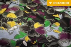 ткань крепдешин с крупными цветами крепдешин шелк цветы черная Италия