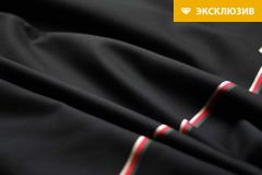 ткань хлопок пике с трехцветной полоской костюмно-плательная хлопок в полоску черная Италия