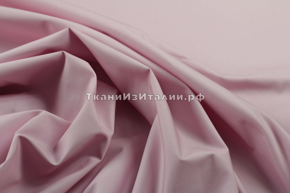 ткань нежно-розовая плащевка из хлопка, плащевка хлопок однотонная розовая Италия