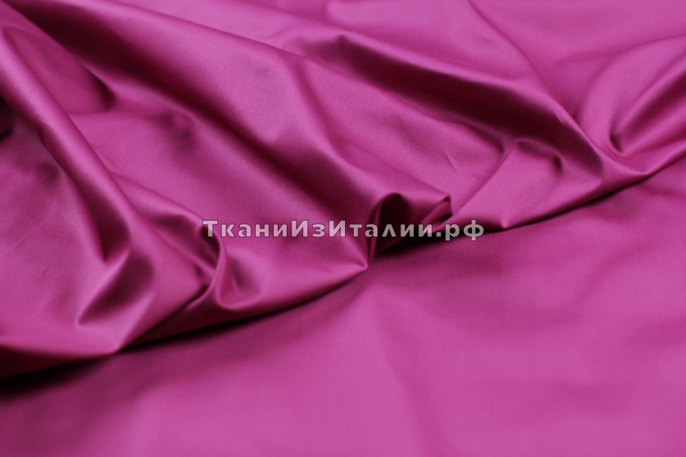 ткань легкий сатин цвета фуксии, сатин хлопок однотонная розовая Италия