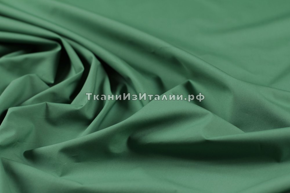 ткань зеленый рубашечный хлопок, сорочечная хлопок однотонная зеленая Италия