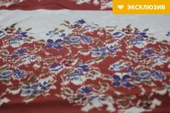 ткань крепдешин с цветами купонами (купон 0,63 м) крепдешин шелк цветы коричневая Италия