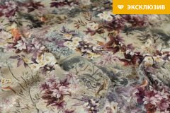 ткань сатин с эластаном сатин шелк цветы бежевая Италия