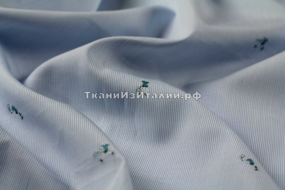ткань рубашечный хлопок с рисунком филькупе (теннисист), сорочечная хлопок иные голубая Италия