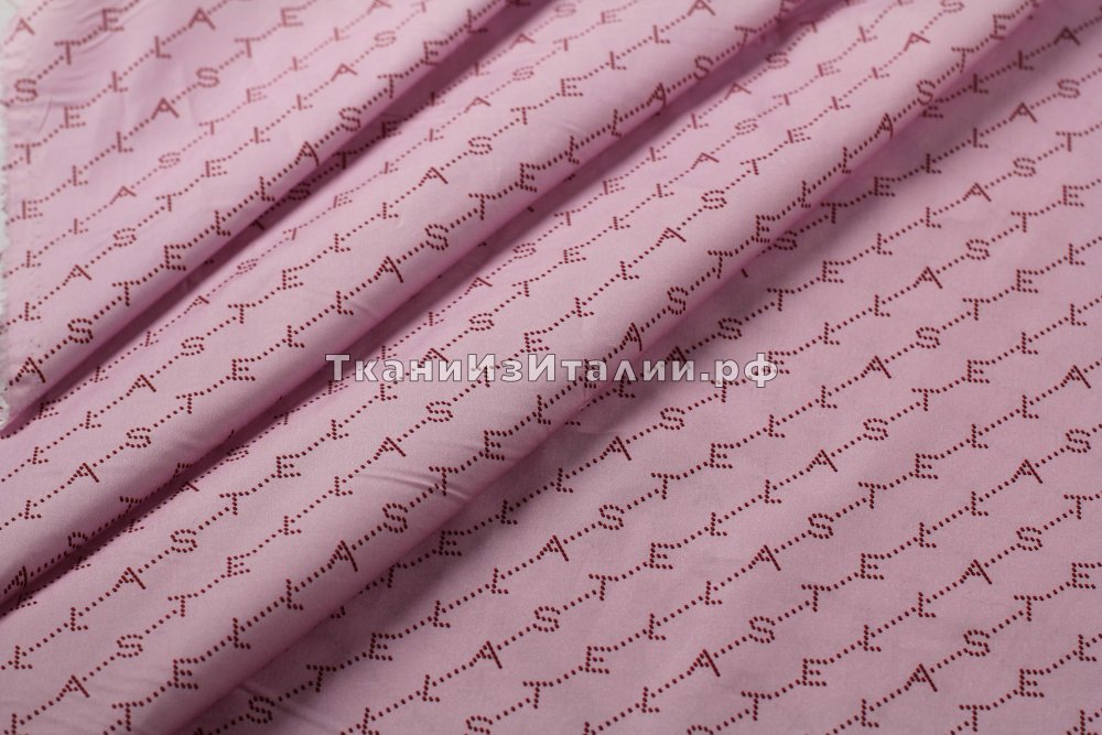 ткань розовый хлопок с логотипом Стелла, сорочечная хлопок в полоску розовая Италия