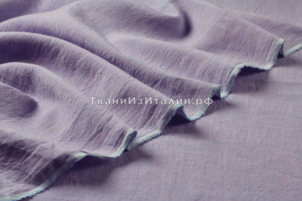 ткань лен лавандового цвета, костюмно-плательная лен однотонная фиолетовая Италия