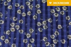 ткань хлопок с шелком ярко-синего цвета органза шелк цветы синяя Италия