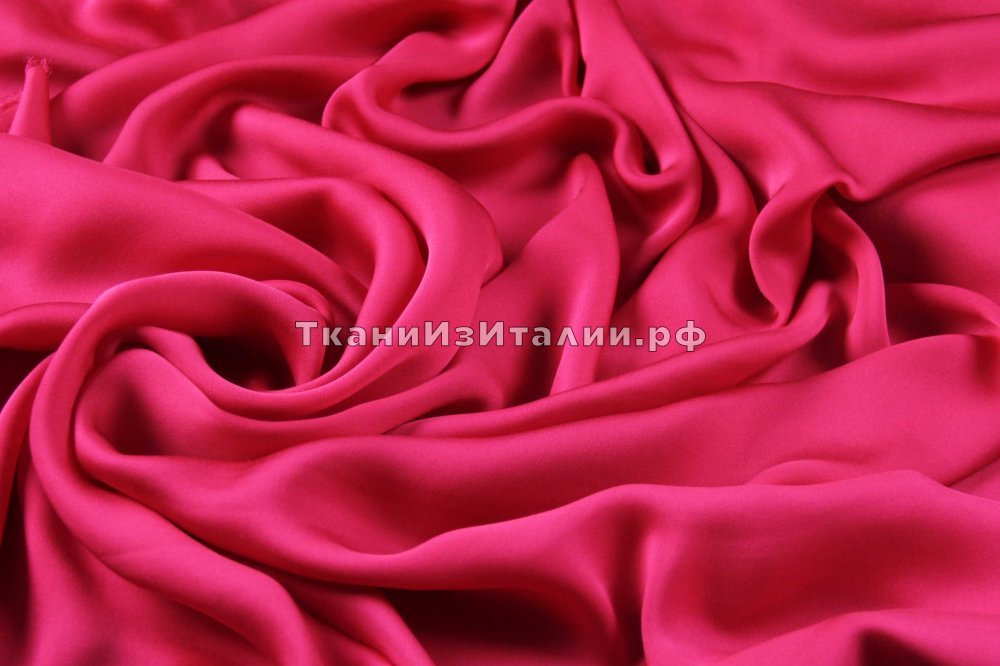 ткань шелковый сатин цвета фуксии, сатин шелк однотонная розовая Италия
