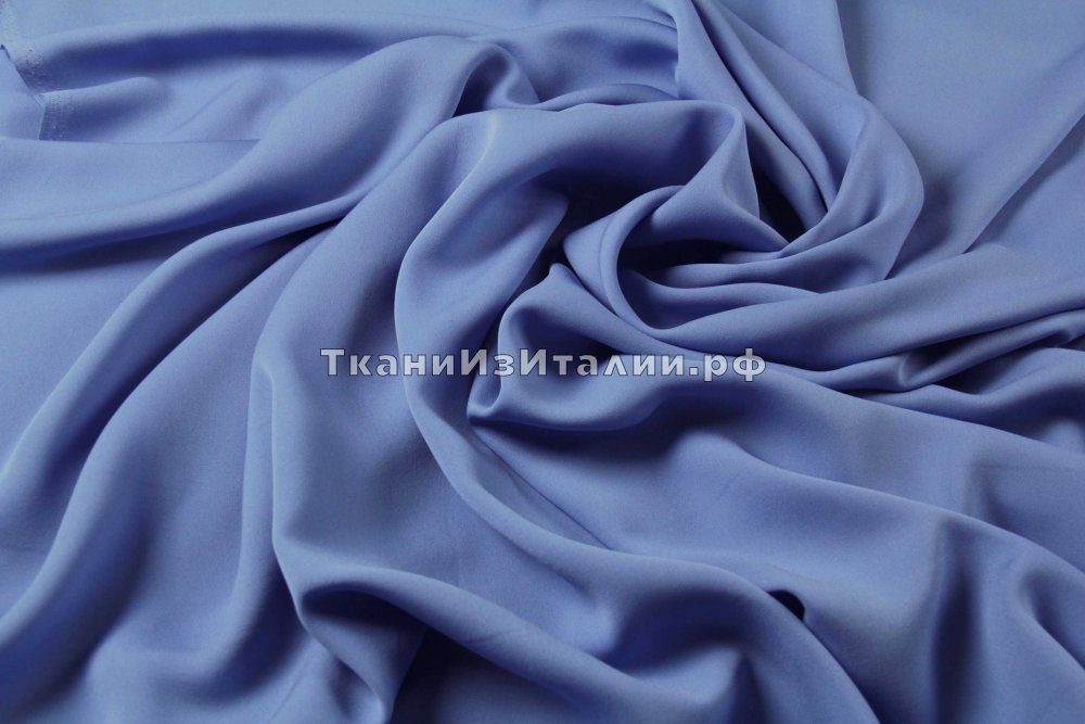 ткань шелковое кади голубого цвета, кади шелк однотонная голубая Италия