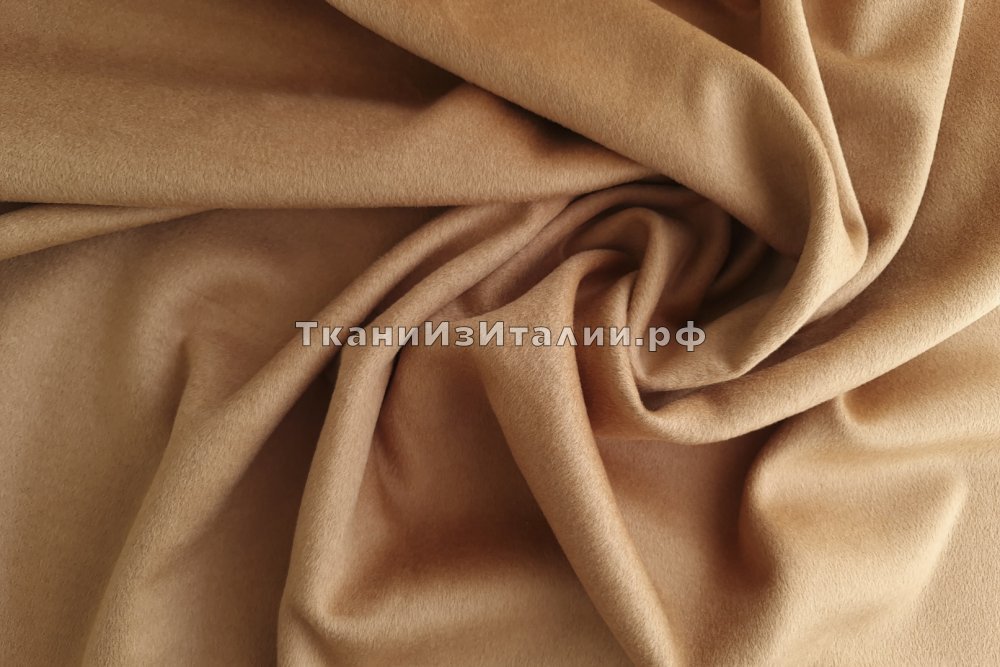 ткань пальтовая двухслойная шерсть палевого цвета, пальтовые шерсть однотонная коричневая Италия