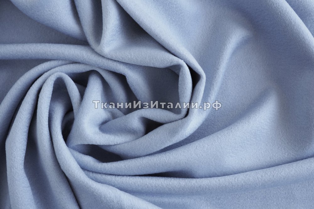 ткань Пальтовая шерсть нежно-голубого цвета, пальтовые шерсть однотонная голубая Италия