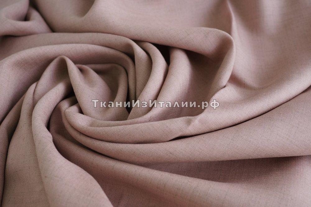 ткань розовый лен с вискозой, костюмно-плательная лен однотонная розовая Италия