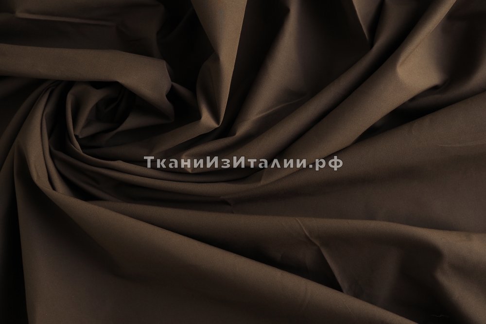 ткань хлопок коричневого цвета, костюмно-плательная хлопок однотонная коричневая Италия