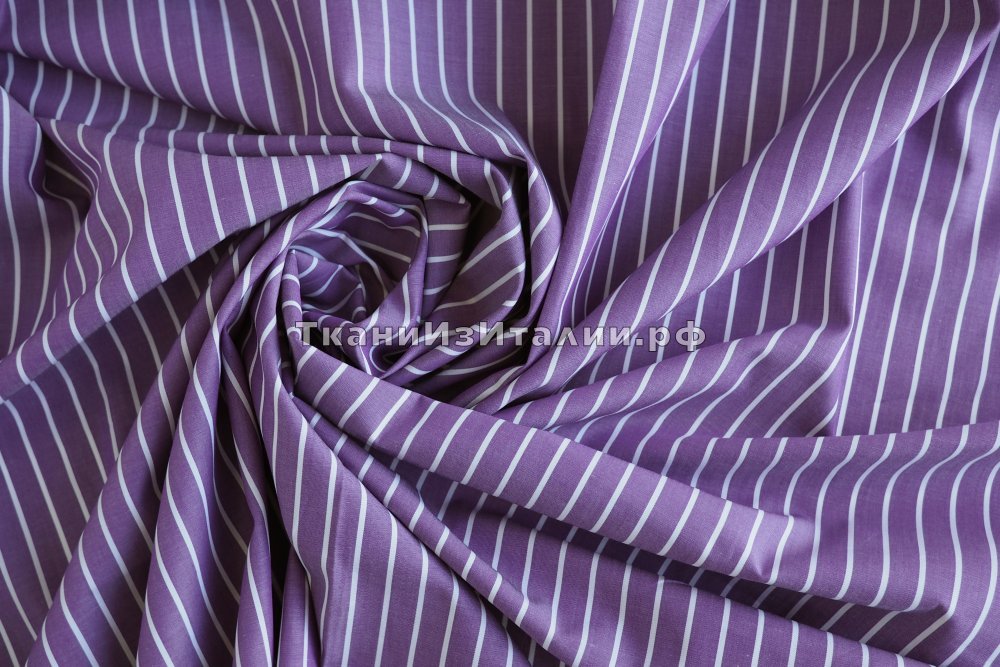 ткань хлопок сливового цвета в белую полоску, сорочечная хлопок в полоску фиолетовая Италия