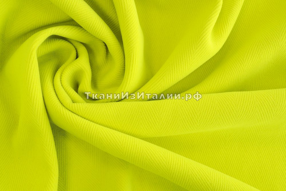 ткань шерсть неоново-лимонного цвета, пальтовые шерсть иные желтая Италия