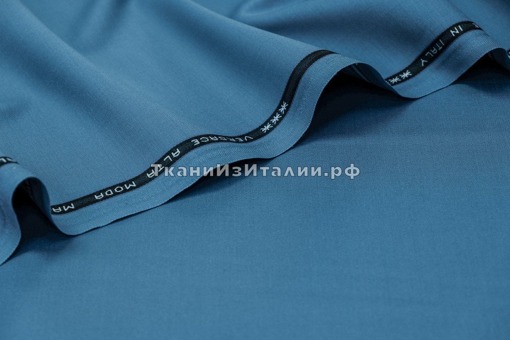 ткань шерсть с эластаном синяя