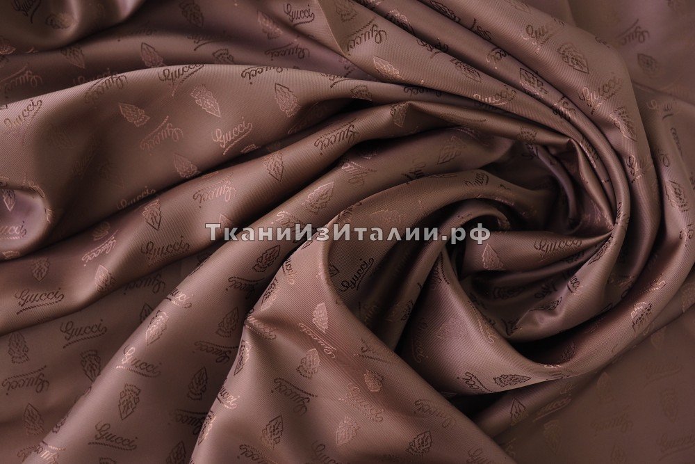 ткань подклад из вискозы коньячного цвета, подклад вискоза однотонная коричневая Италия