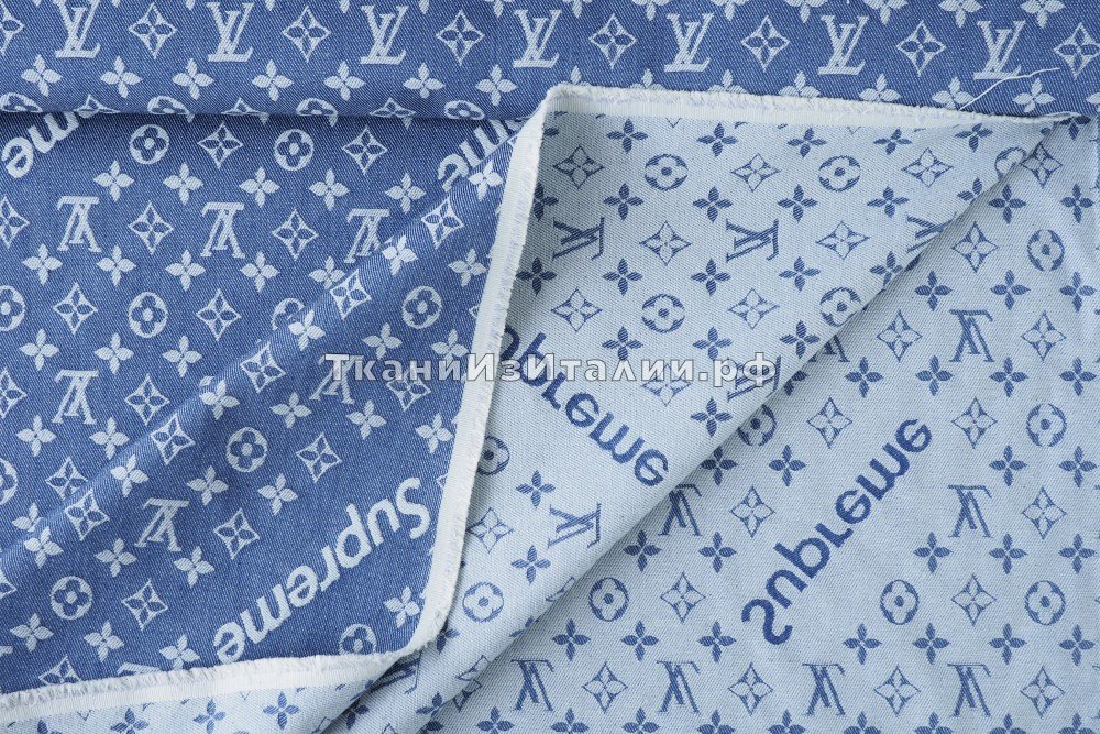 ткань голубая джинсовая ткань с логотипами