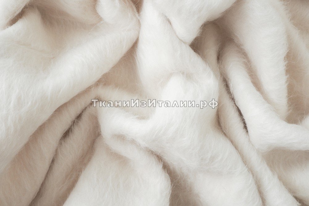 ткань белая пальтовая шерсть с альпакой, пальтовые шерсть однотонная белая Италия