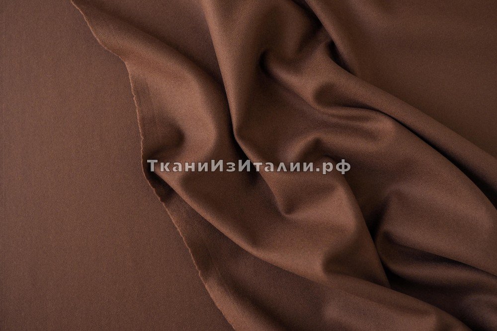 ткань сукно шоколадного цвета, пальтовые шерсть однотонная коричневая Италия