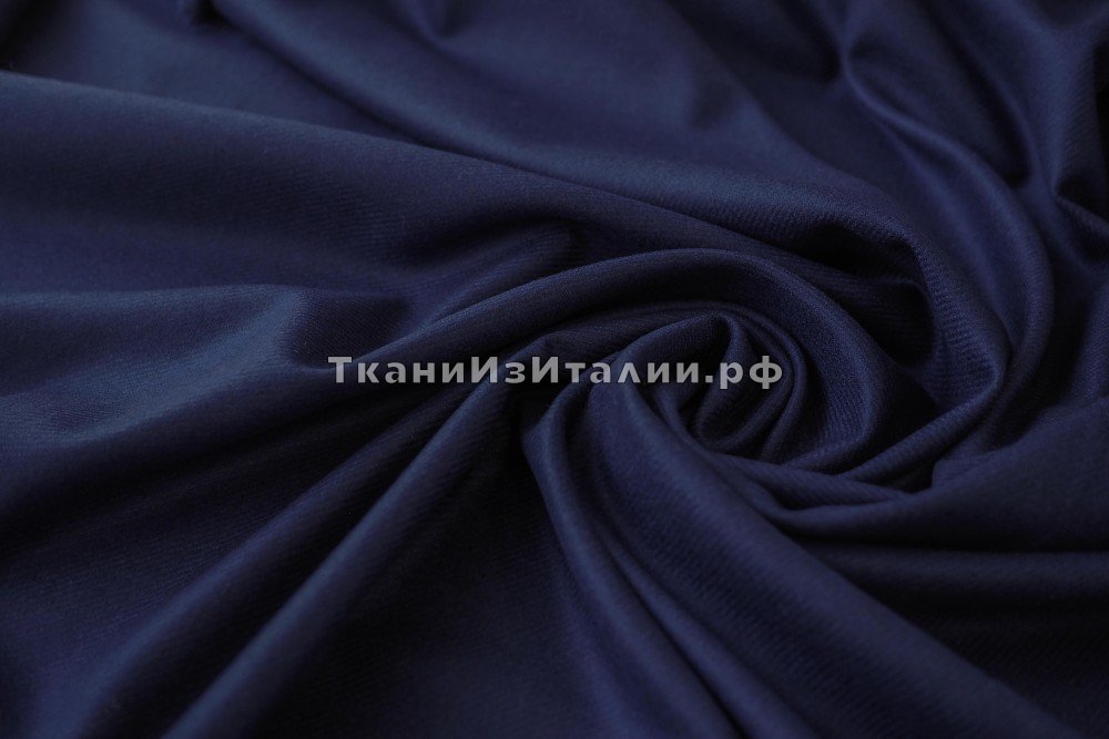 ткань кашемир цвета темно-синий, костюмно-плательная кашемир однотонная синяя Италия