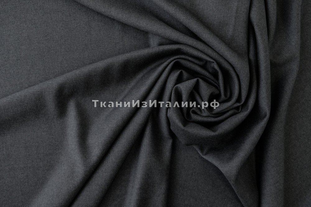 ткань шерсть темно-серая костюмная, костюмно-плательная шерсть однотонная серая Италия