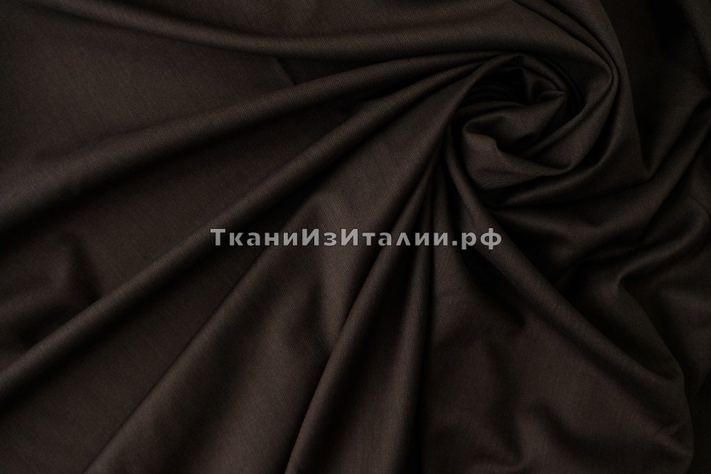 ткань костюмная шерсть шоколадного цвета, костюмно-плательная шерсть однотонная коричневая Италия