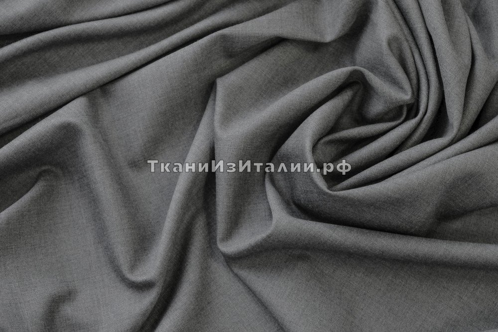 ткань костюмная шерсть светло-серый меланж, костюмно-плательная шерсть однотонная серая Италия