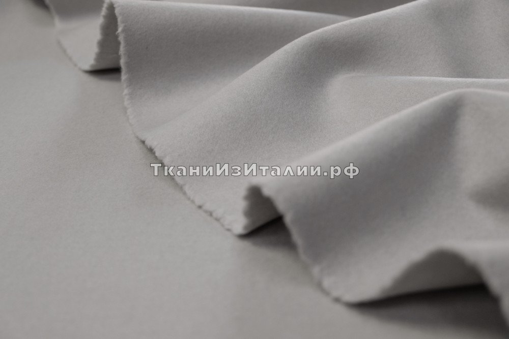 ткань двухслойный кашемир светло-серого (жемчужного) цвета, пальтовые кашемир однотонная серая Италия