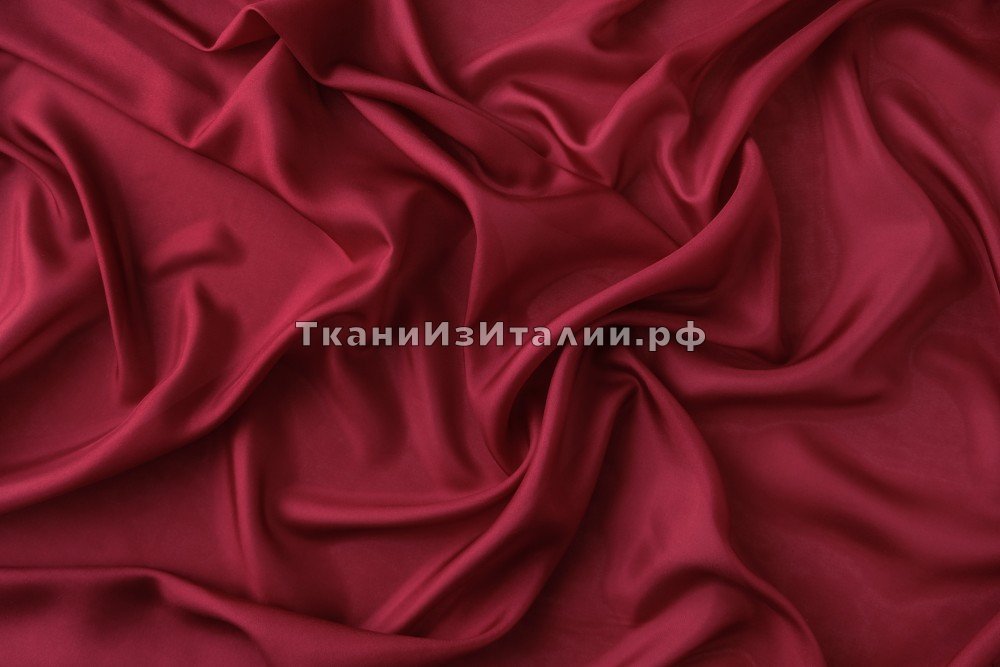 ткань шелковый подклад винного цвета, подклад шелк однотонная красная Италия