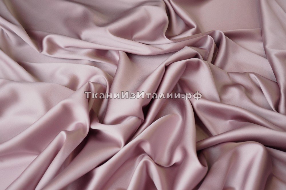 ткань атлас с эластаном розовый с сиреневатым подтоном, атлас шелк однотонная розовая Италия
