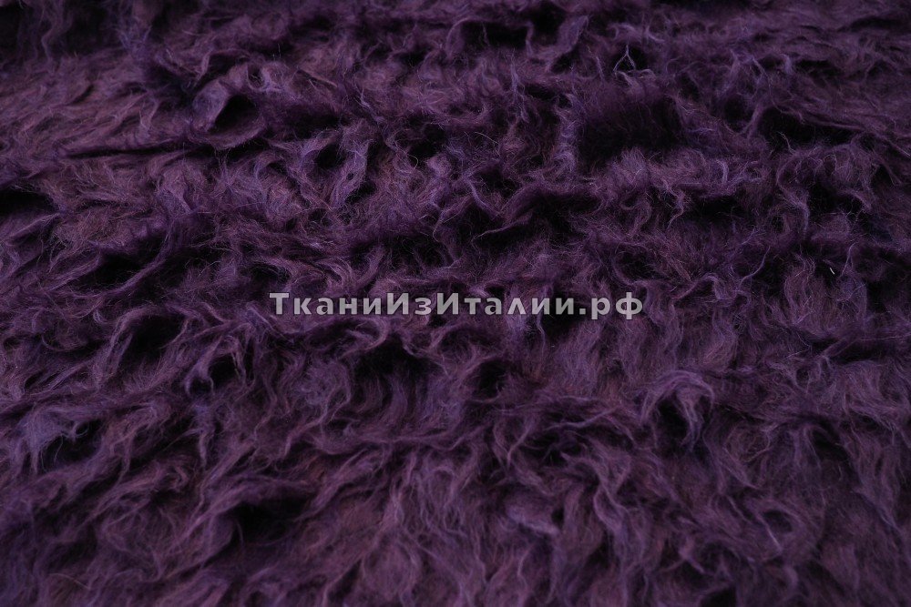 ткань беби альпака с шерстью и полиэстером чернильного цвета , пальтовые альпака однотонная фиолетовая Италия