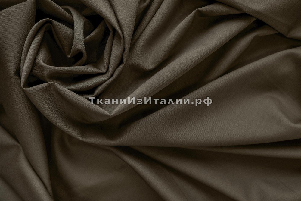 ткань костюмная шерсть оливково-коричневая, костюмно-плательная шерсть однотонная коричневая Италия