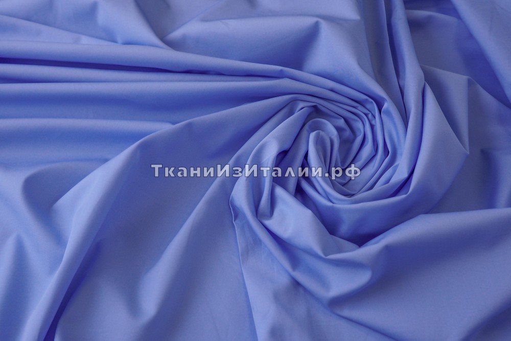 ткань рубашечный хлопок голубого цвета, сорочечная хлопок однотонная голубая Италия