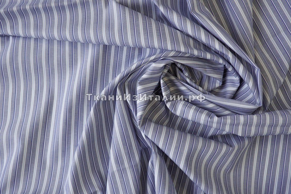 ткань рубашечный хлопок в сине-голубую полоску, сорочечная хлопок в полоску голубая Италия