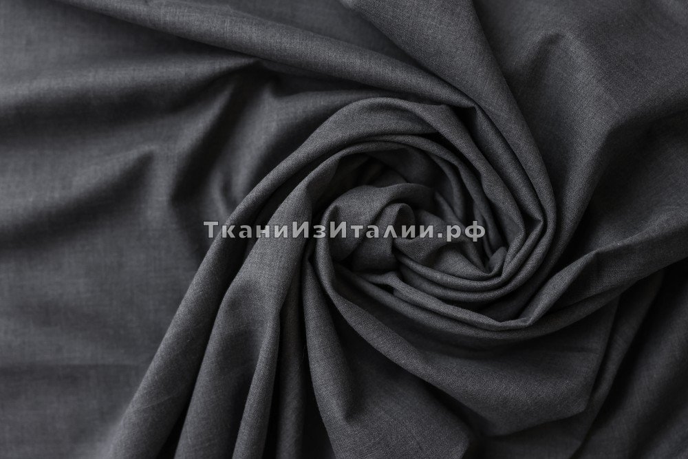 ткань сорочечный темно-серый хлопок, сорочечная хлопок однотонная серая Италия