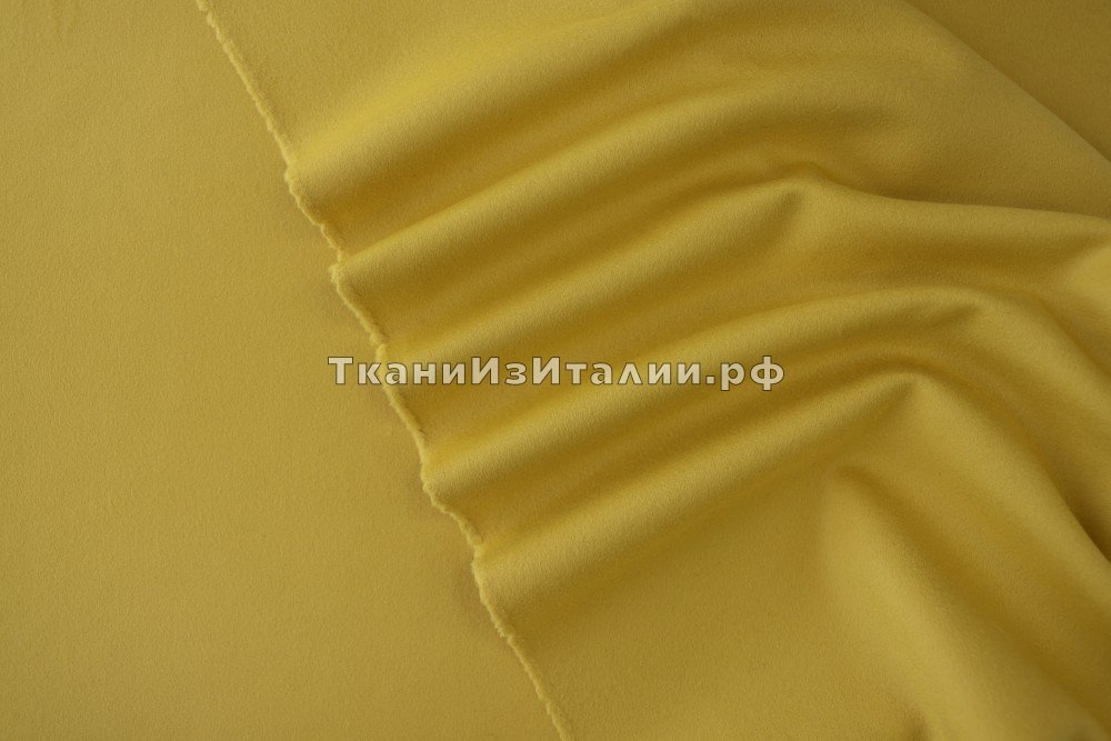 ткань пальтовый кашемир с шерстью желтого цвета, пальтовые кашемир однотонная желтая Италия