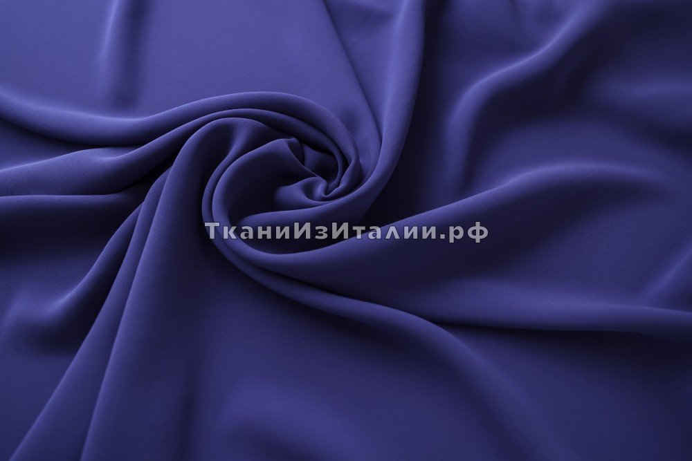 ткань кади из шелка сине-фиолетового цвета, кади шелк однотонная фиолетовая Италия