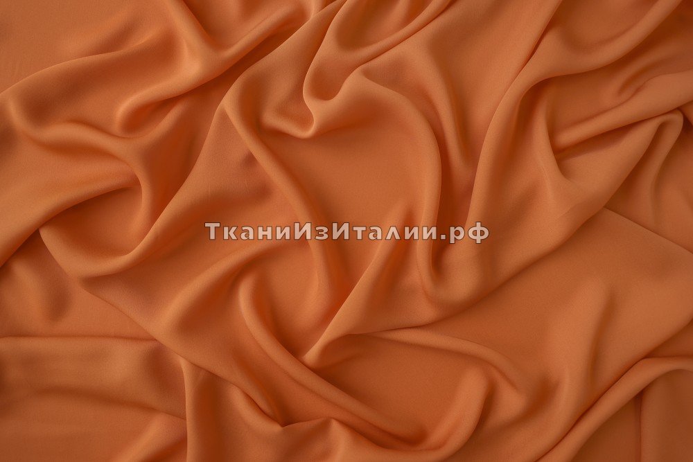 ткань шармуз оранжевый, шармюз шелк однотонная оранжевая Италия
