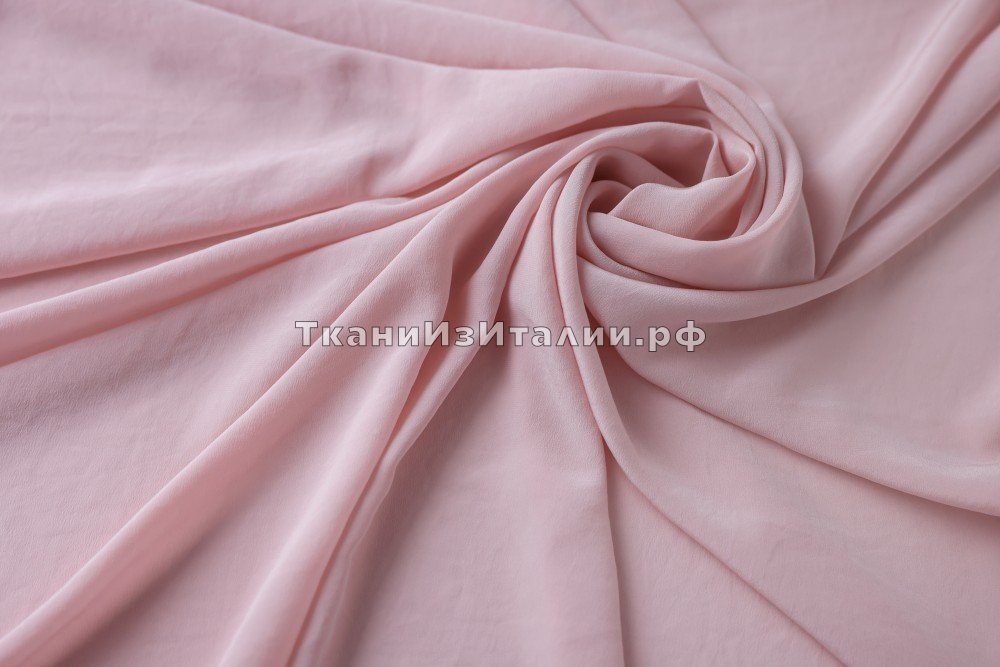 ткань крепдешин розовый с вареным эффектом, крепдешин шелк однотонная розовая Италия
