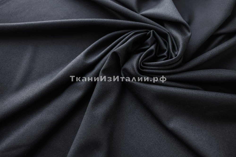 ткань костюмная шерсть черного цвета, костюмно-плательная шерсть однотонная черная Италия