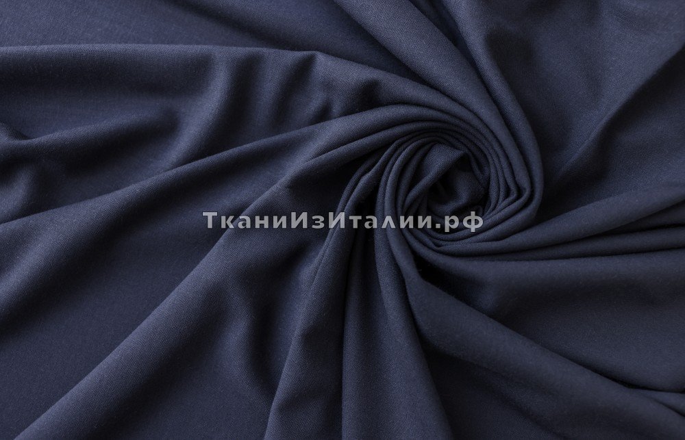 ткань костюмная шерсть темно-синяя, костюмно-плательная шерсть однотонная синяя Италия