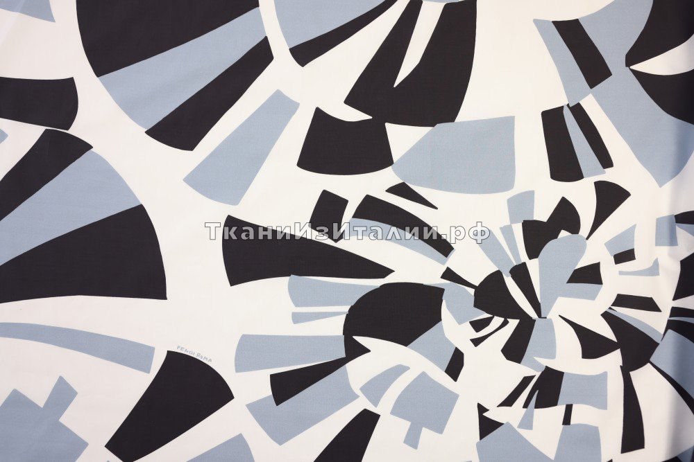 ткань хлопок с геометричным рисунком Фенди Рома, поплин хлопок иные белая Италия